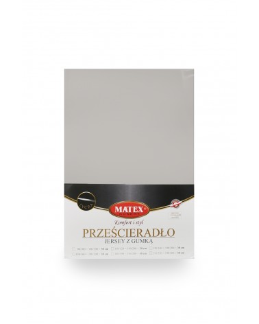 Wysokie prześcieradło bawełna jersey z lycrą 120x200x30 z popielate białe Matex