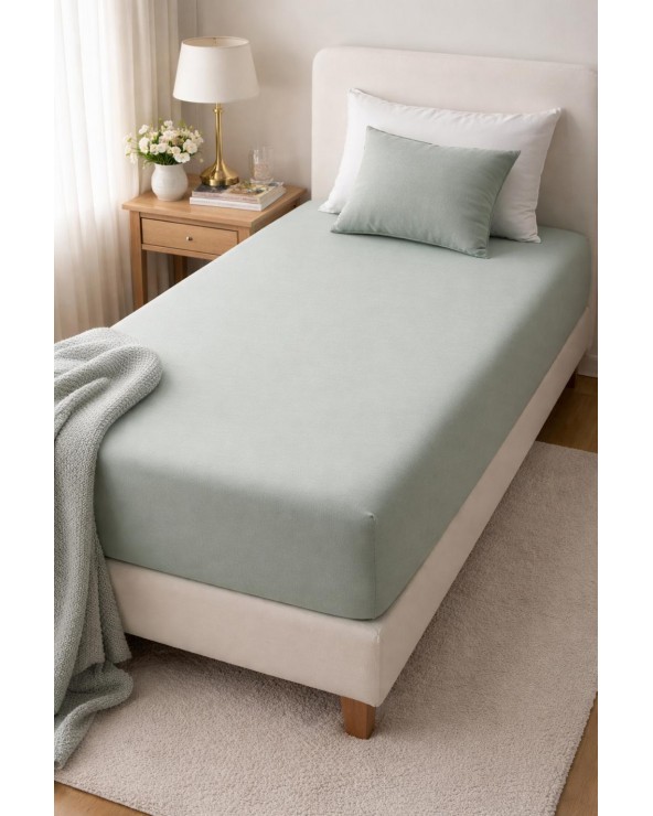 Wysokie prześcieradło bawełna jersey z lycrą 120x200x30 z gumką miętowe Matex