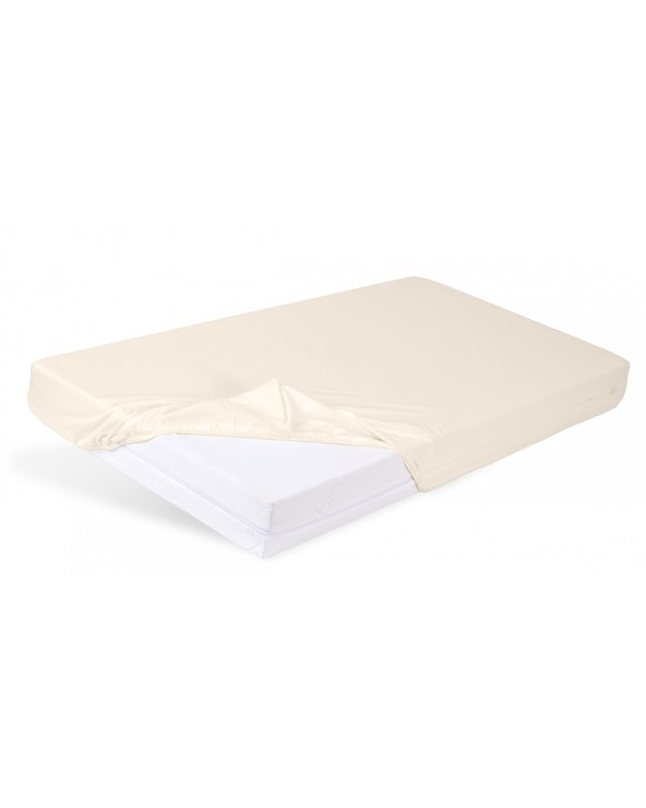 Wysokie prześcieradło bawełna jersey z lycrą 140x200x30 z gumką kremowe Matex