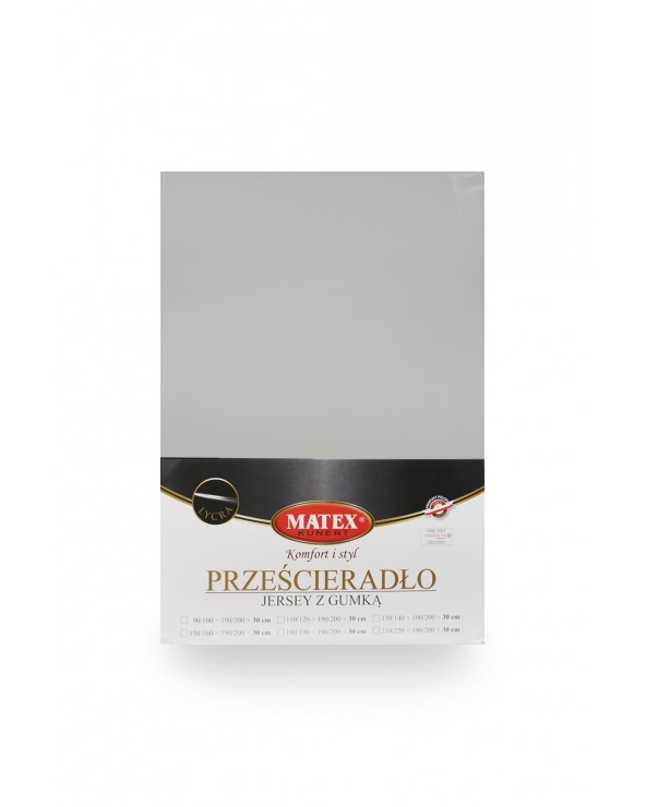Wysokie prześcieradło bawełna jersey z lycrą 140x200x30 z gumką popielate Matex