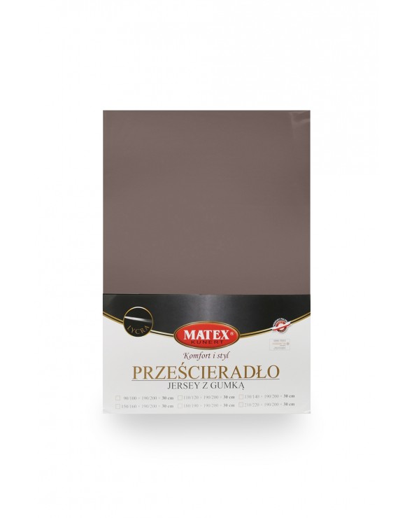 Wysokie prześcieradło bawełna jersey z lycrą 160x200x30 z gumką brązowe Matex