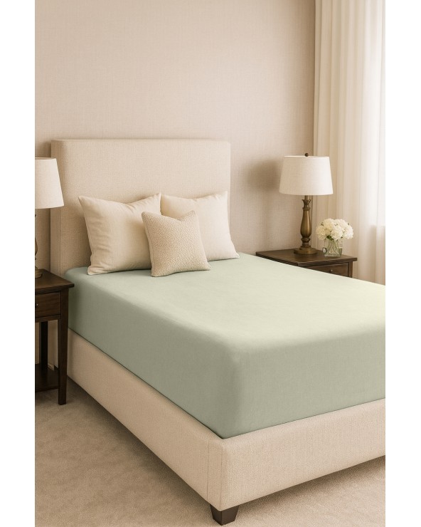 Wysokie prześcieradło bawełna jersey z lycrą 160x200x30 z gumką miętowe Matex