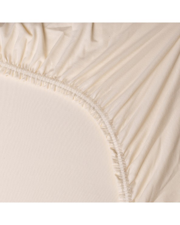 Wysokie prześcieradło bawełna jersey z lycrą 180x200x30 z gumką kremowe Matex