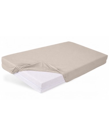 Wysokie prześcieradło bawełna jersey z lycrą 180x200x30 z gumką ciemnobeżowe Matex