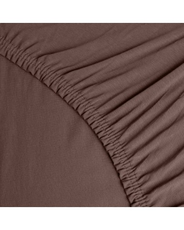 Wysokie prześcieradło bawełna jersey z lycrą 180x200x30 z gumką brązowe Matex