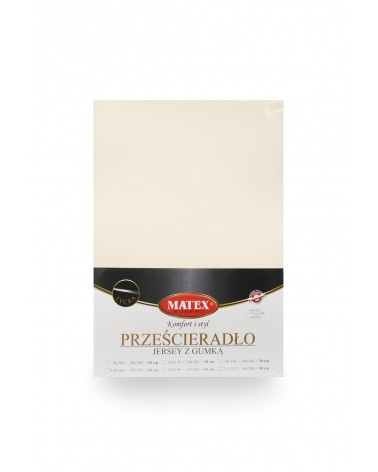 Wysokie prześcieradło bawełna jersey z lycrą 200x220x30 z gumką kremowe Matex