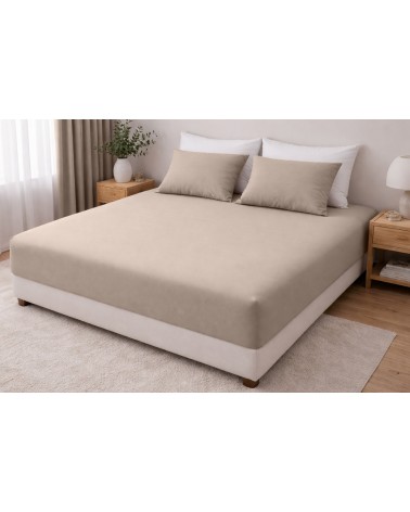 Wysokie prześcieradło bawełna jersey z lycrą 200x220x30 z gumką szare Matex