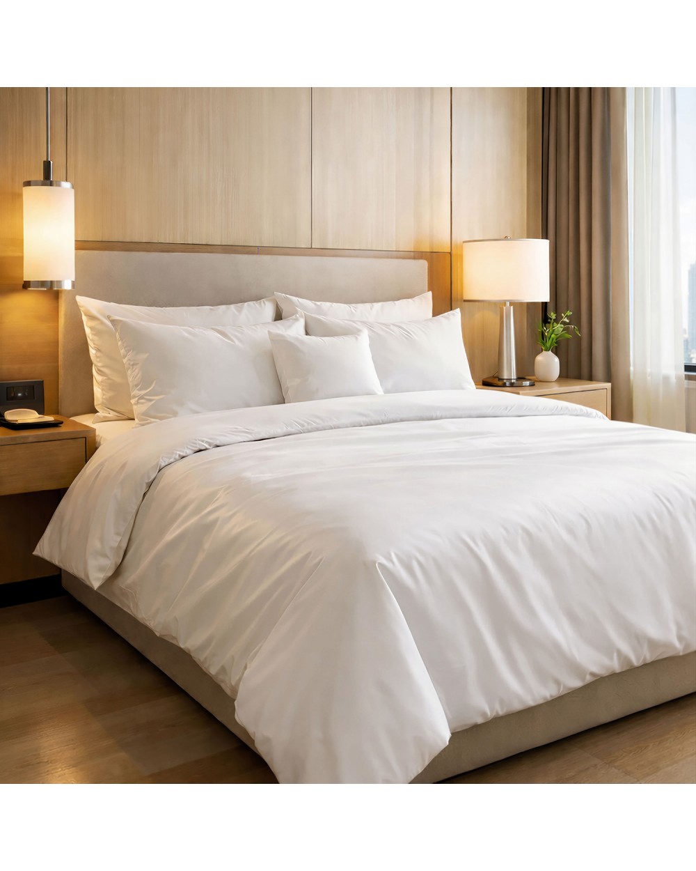 Poszwa hotelowa satyna bawełniana 160x200 na zakładkę Monako biała Darymex