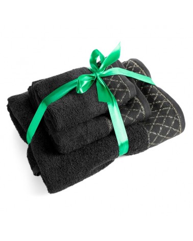 Ręcznik bawełna 30x50 + 50x90 + 70x140 kpl 3 szt Layla czarny Eurofirany