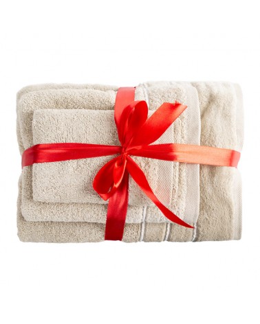 Ręcznik bawełna 30x50 + 50x90 + 70x140 kpl 3 szt Sibel beżowy Eurofirany