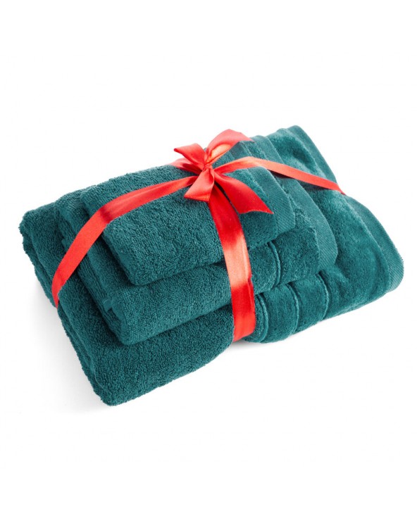 Ręcznik bawełna 30x50 + 50x90 + 70x140 kpl 3 szt Sibel ciemnoturkusowy Eurofirany