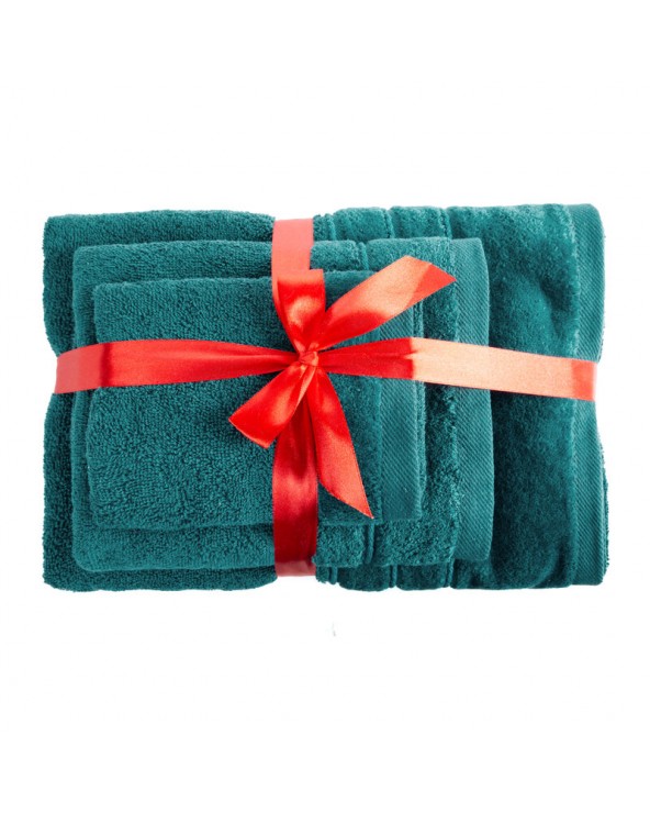 Ręcznik bawełna 30x50 + 50x90 + 70x140 kpl 3 szt Sibel ciemnoturkusowy Eurofirany