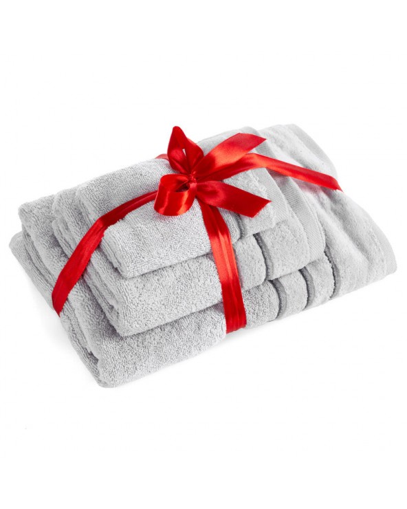 Ręcznik bawełna 30x50 + 50x90 + 70x140 kpl 3 szt Sibel srebrny Eurofirany
