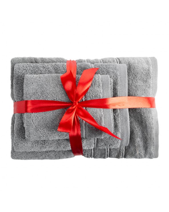 Ręcznik bawełna 30x50 + 50x90 + 70x140 kpl 3 szt Sibel stalowy Eurofirany