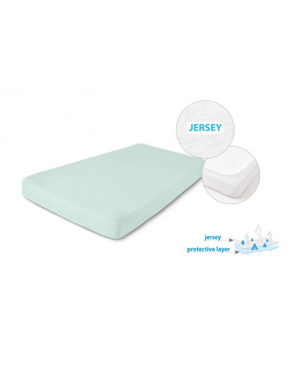 Prześcieradło nieprzemakalne jersey 120x200x20 z gumką jasnomiętowe MATEX
