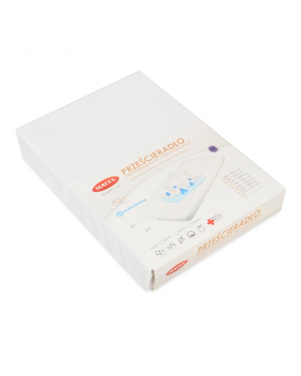 Prześcieradło wysokie nieprzemakalne jersey 140x200x30 z gumką białe MATEX