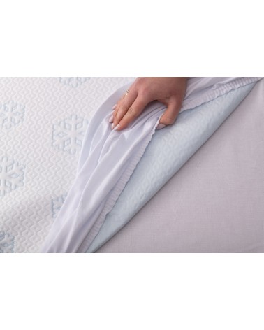 Wysokie prześcieradło chłodzące nieprzemakalne 160x200x30 Frosty z gumką białe MATEX