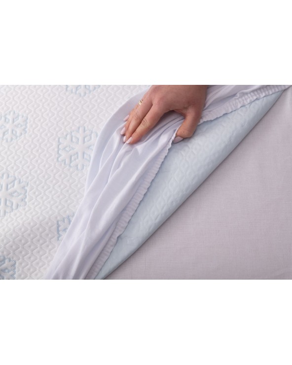 Wysokie prześcieradło chłodzące nieprzemakalne 90x200x30 Frosty z gumką białe MATEX