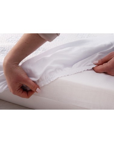 Wysokie prześcieradło chłodzące nieprzemakalne 90x200x30 Frosty z gumką białe MATEX