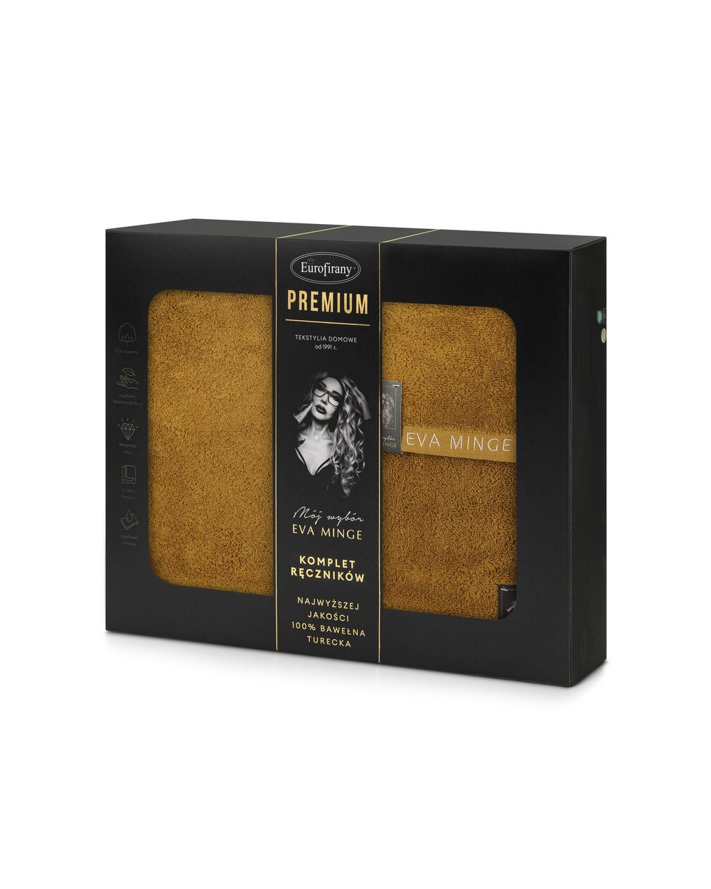 Ręcznik bawełna 30x50 + 50x90 + 70x140 kpl 3 szt Venus miodowy Eurofirany