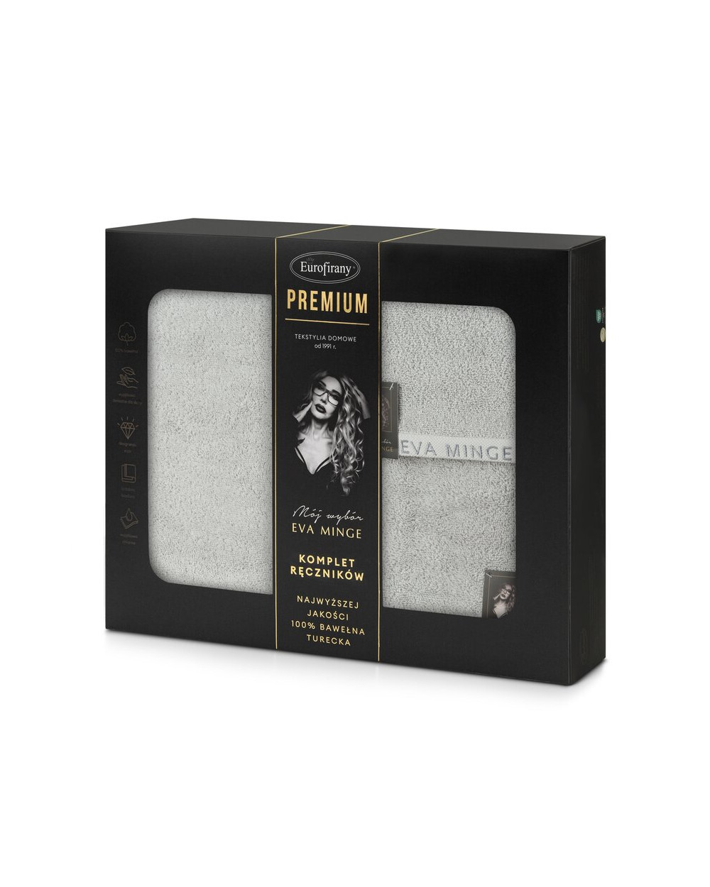 Ręcznik bawełna 30x50 + 50x90 + 70x140 kpl 3 szt Venus srebrny Eurofirany