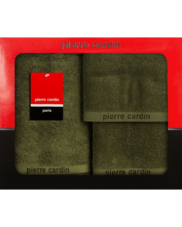 Ręcznik bawełna 30x50 + 50x90 + 70x140 kpl 3 szt Pierre Cardin Evi ciemnooliwkowy Eurofirany