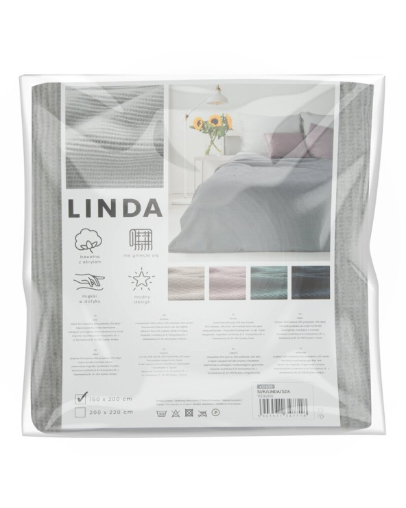 Koc bawełna 200x220 Linda szary Eurofirany