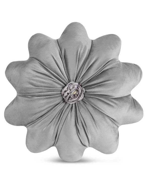 Poduszka dekoracyja okrągła velvet 40cm Flores srebrna Eurofirany