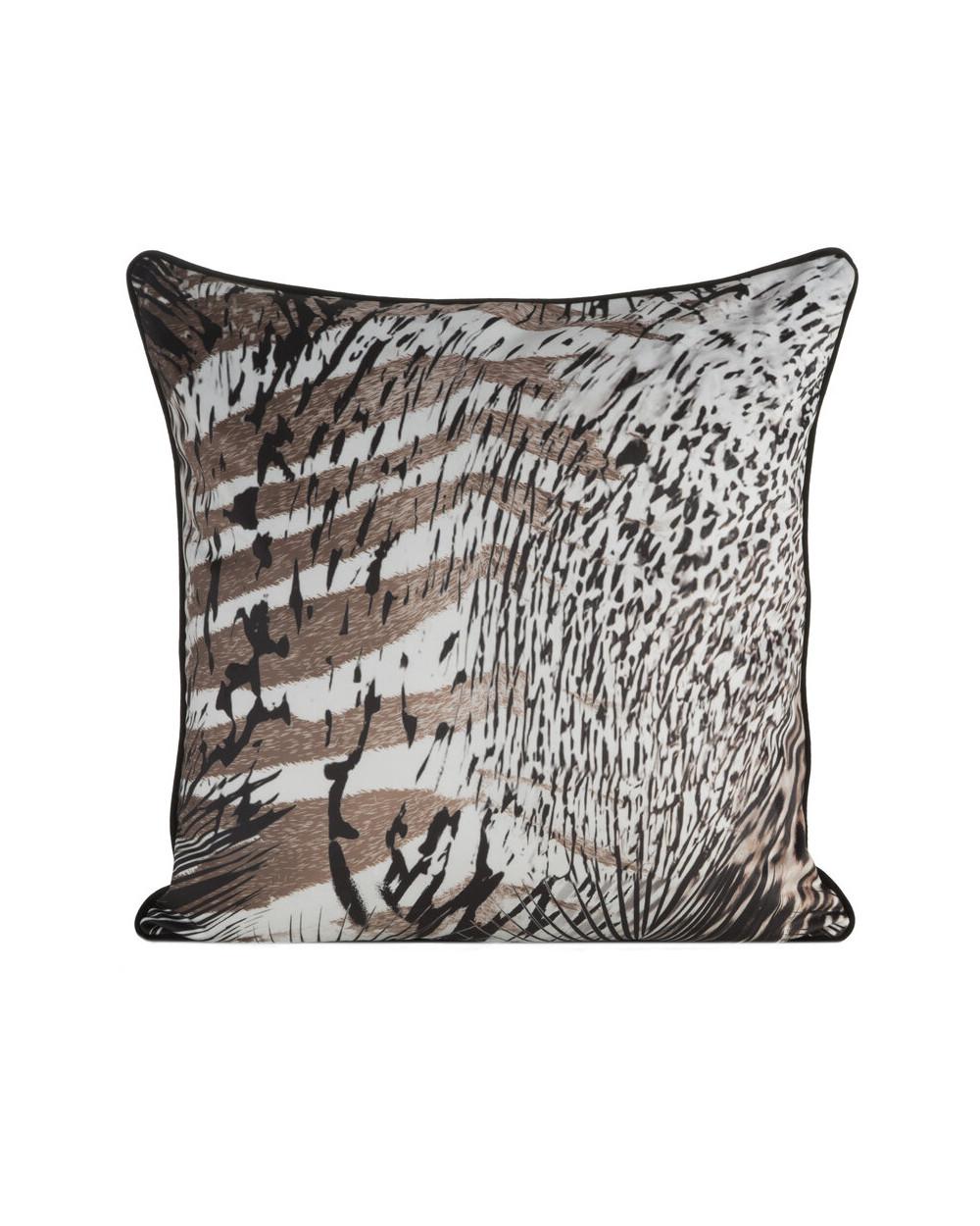 Poszewka velvet 60x60 Eva 21A brązowa/czarna Eurofirany