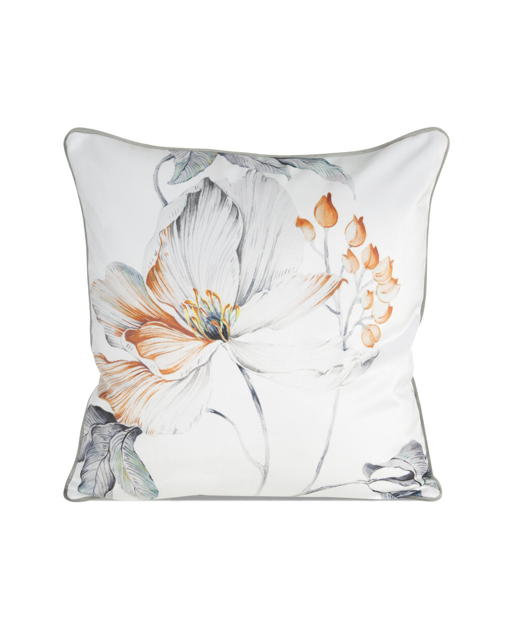 Poszewka velvet 60x60 Amelia biała/pomarańczowa Eurofirany