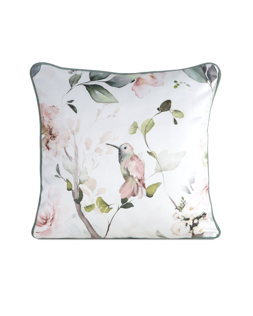 Poszewka velvet 45x45 Inez biała/zielona Eurofirany