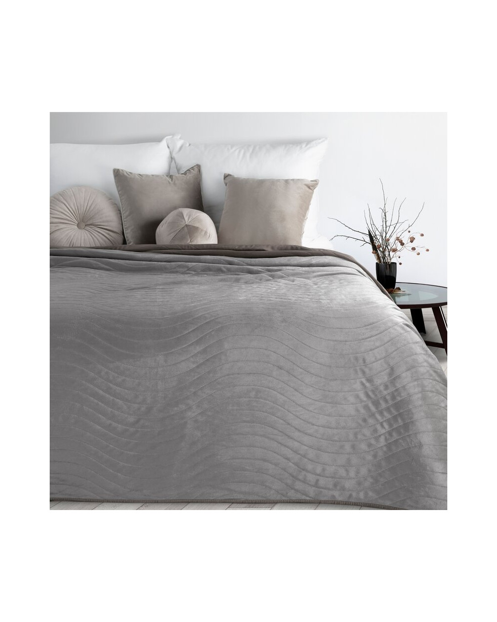 Narzuta velvet 170x210 Luiz 10 stalowa Eurofirany