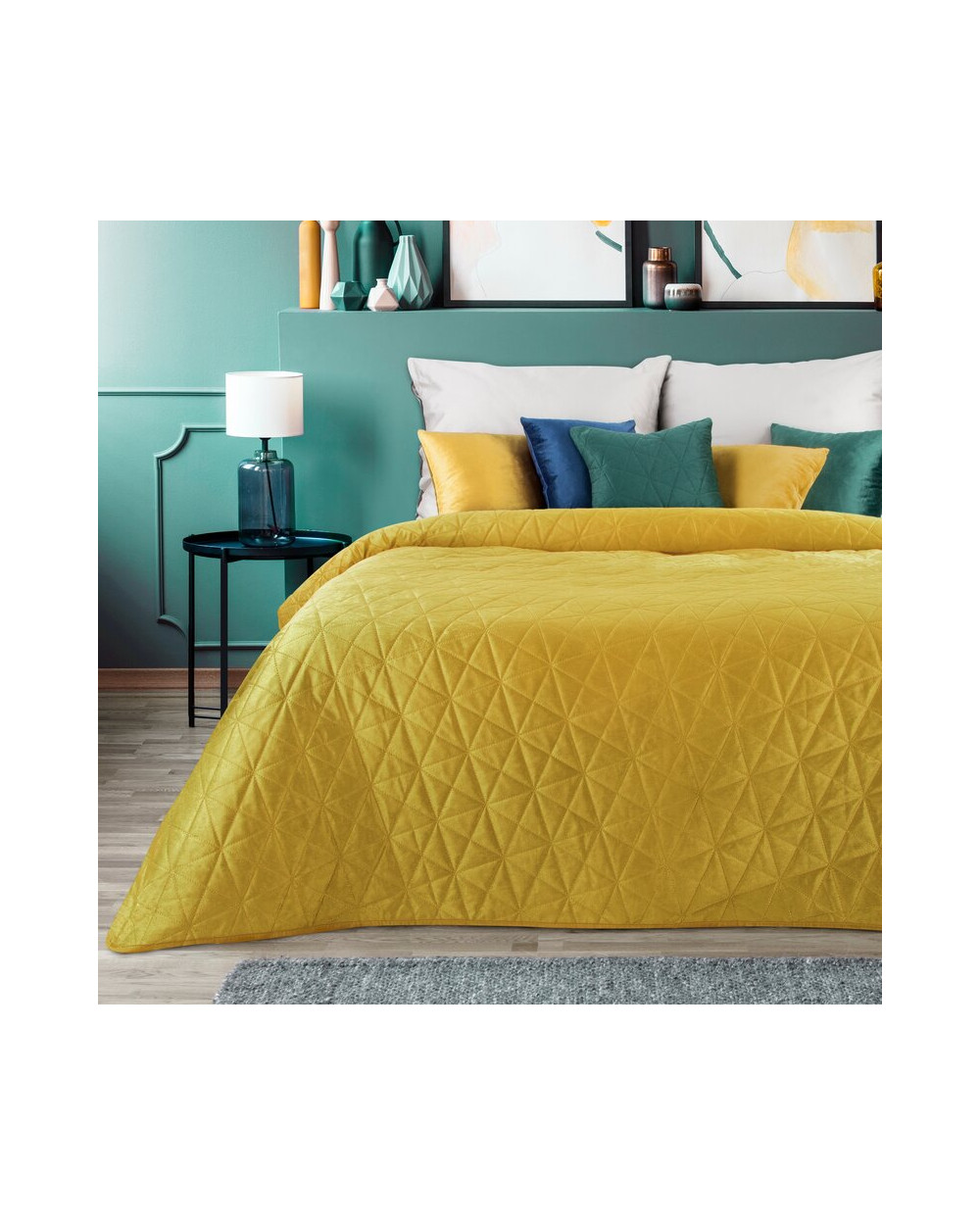 Narzuta velvet 170x210 Luiz 3 musztardowa Eurofirany