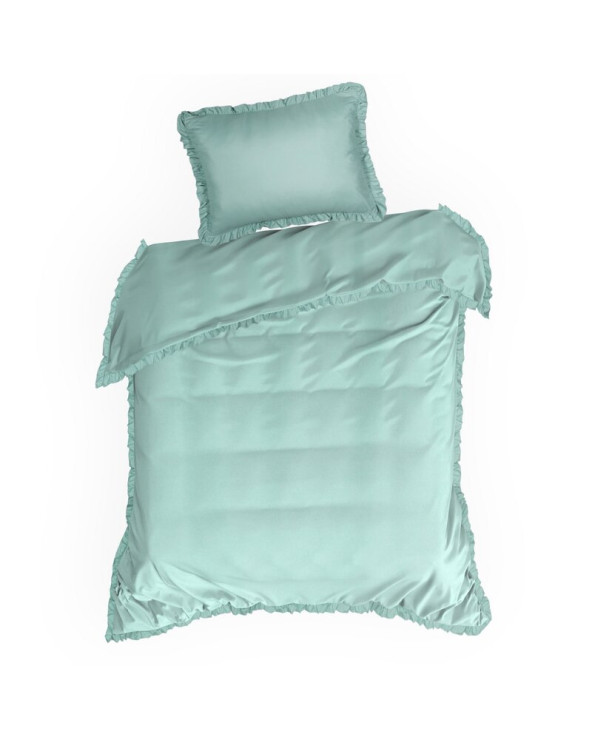 Pościel mikrofibra 140x200 + 1x70x80 Mi Falbanka zielona Eurofirany