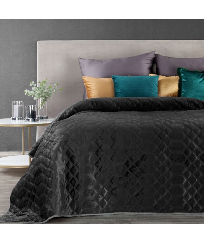 Narzuta velvet Ariel 2 230x260 czarna Eurofirany Narzuta velvet Ariel 2 230x260 czarna
