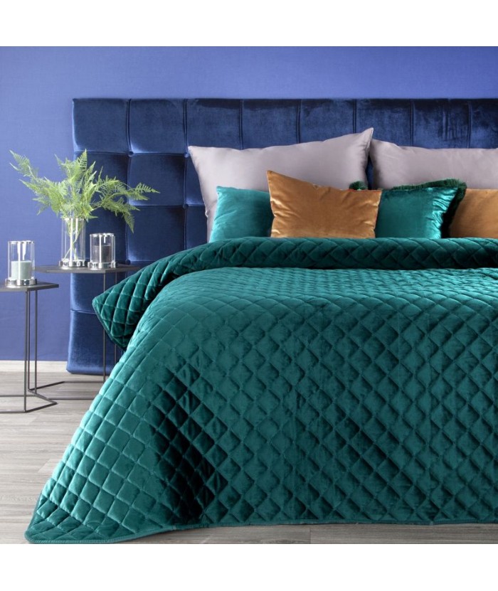 Narzuta velvet Ria 1 220x240 ciemnoturkusowa Eurofirany Narzuta velvet Ria 1 220x240 ciemnoturkusowa
