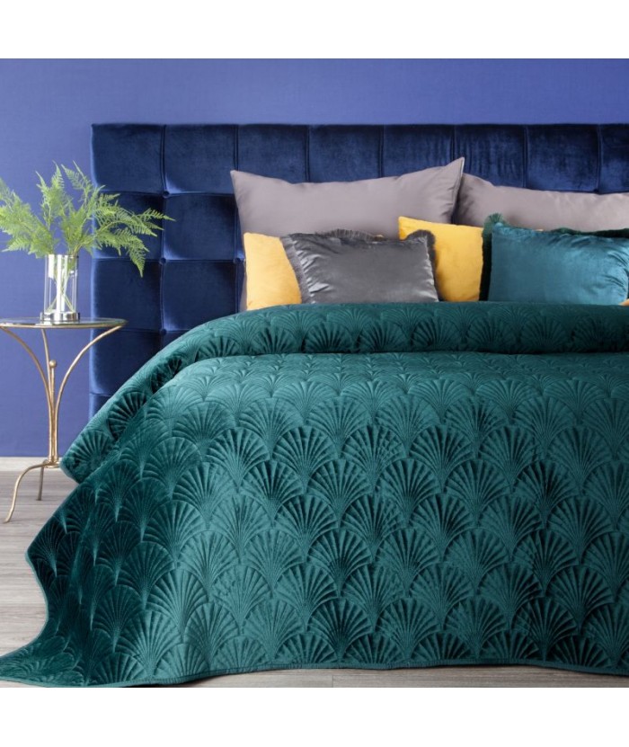 Narzuta velvet Ria 2 170x210 ciemnoturkusowa Eurofirany Narzuta velvet Ria 2 170x210 ciemnoturkusowa