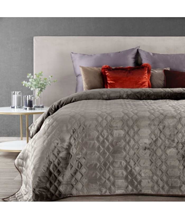 Narzuta velvet Ariel 2 220x240 ciemnobeżowa Eurofirany Narzuta velvet Ariel 2 220x240 ciemnobeżowa
