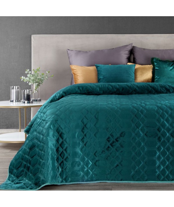 Narzuta velvet Ariel 2 170x210 ciemnoturkusowa Eurofirany Narzuta velvet Ariel 2 170x210 ciemnoturkusowa