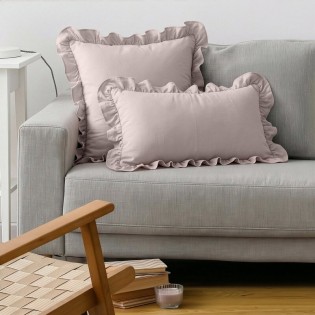 Poszewka bawełna 45x45 Falbanka pudrowa Eurofirany
