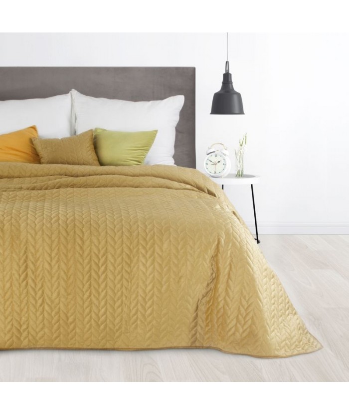Narzuta velvet Luiz 1 170x210 musztardowa Eurofirany Narzuta velvet Luiz 1 170x210 musztardowa