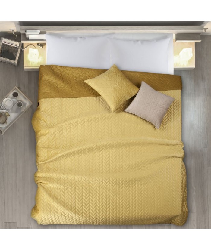 Narzuta velvet Luiz 1 170x210 musztardowa Eurofirany Narzuta velvet Luiz 1 170x210 musztardowa