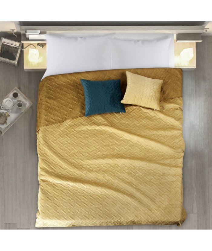 Narzuta velvet Luiz 2 220x240 musztardowa Eurofirany Narzuta velvet Luiz 2 220x240 musztardowa