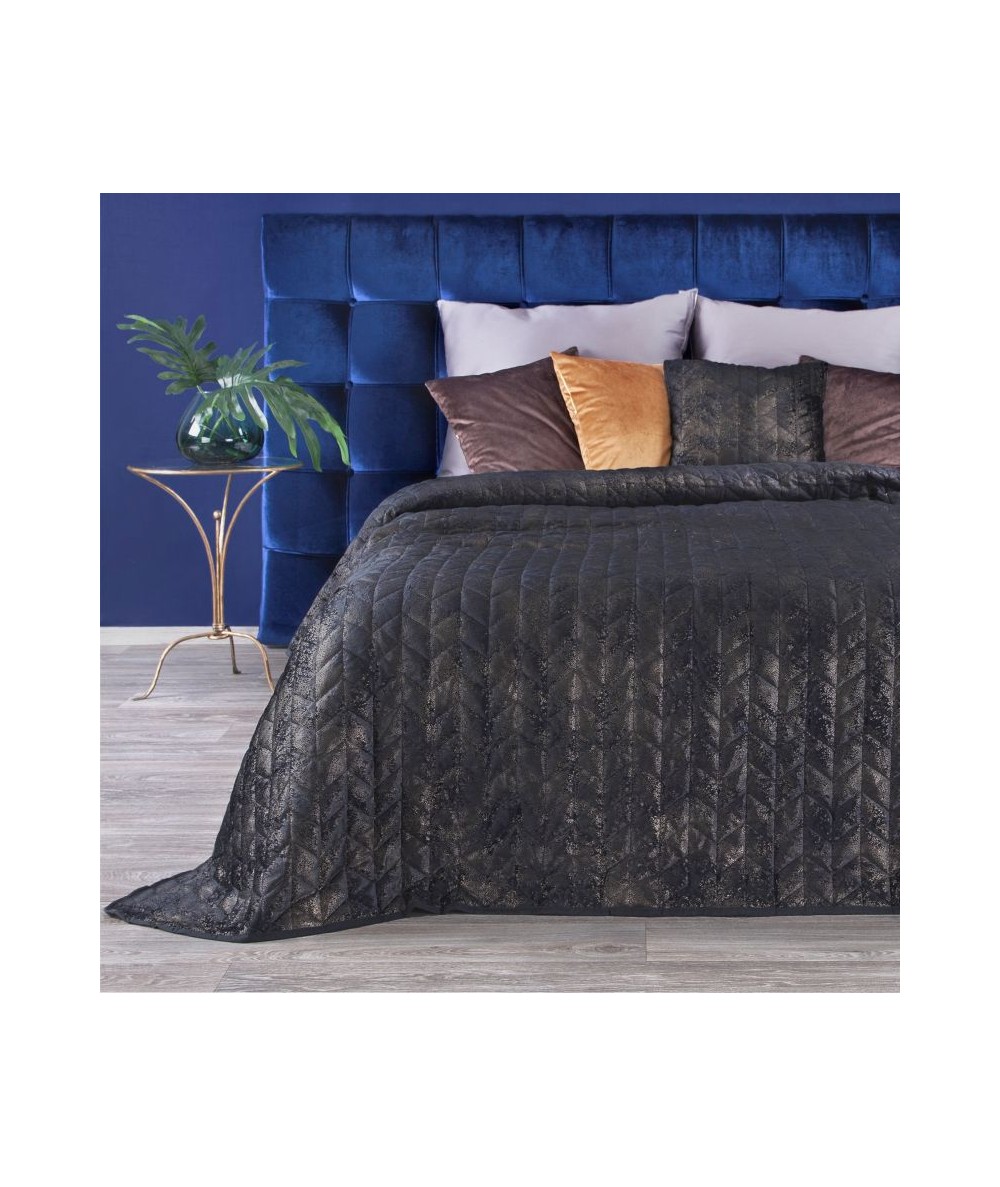 Narzuta velvet Agata 170x210 czarna/złota