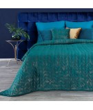 Narzuta velvet Agata 170x210 turkusowa/złota