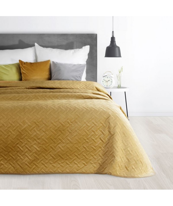 Narzuta velvet Luiz 2 170x210 musztardowa Eurofirany Narzuta velvet Luiz 2 170x210 musztardowa