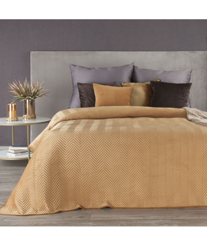 Narzuta velvet Sofia 220x240 miodowa Eurofirany Narzuta velvet Sofia 220x240 miodowa