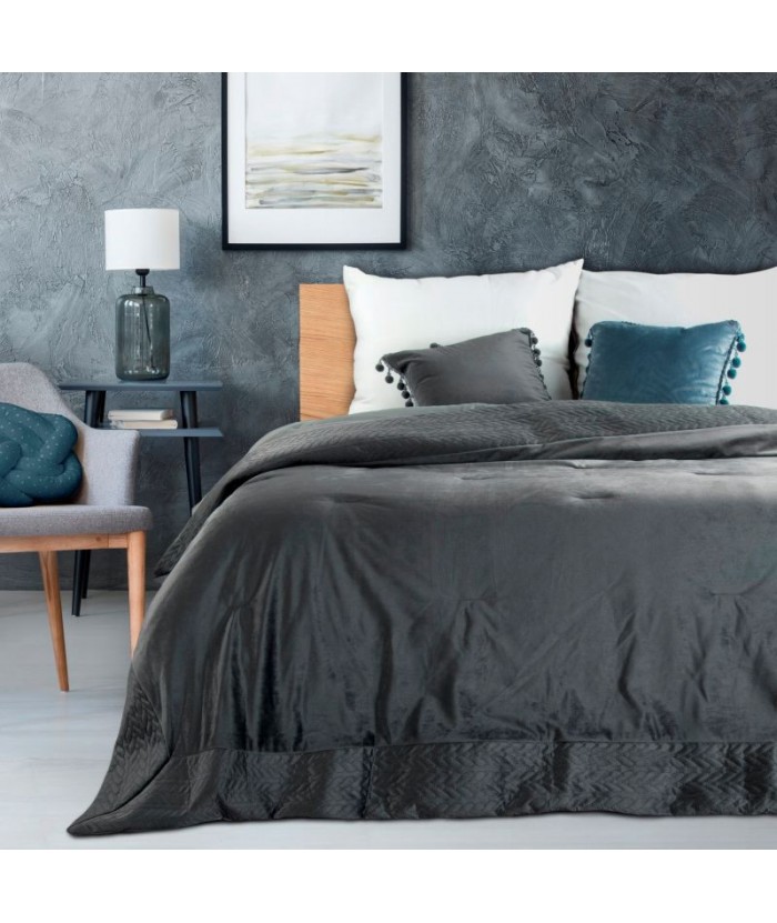 Narzuta velvet Alita 220x240 srebrna Eurofirany Narzuta velvet Alita 220x240 srebrna