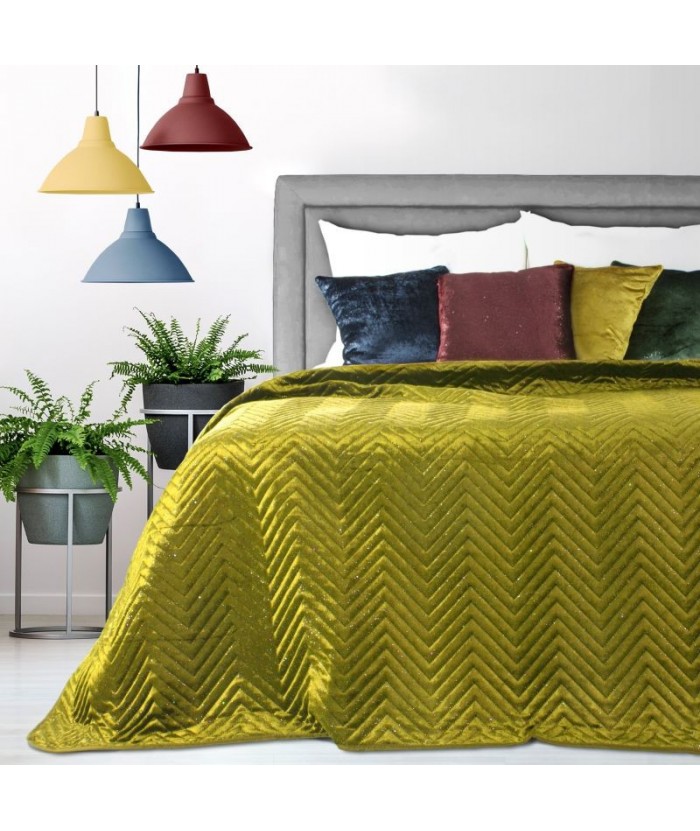 Narzuta velvet Elizia 220x240 musztardowa Eurofirany Narzuta velvet Elizia 220x240 musztardowa