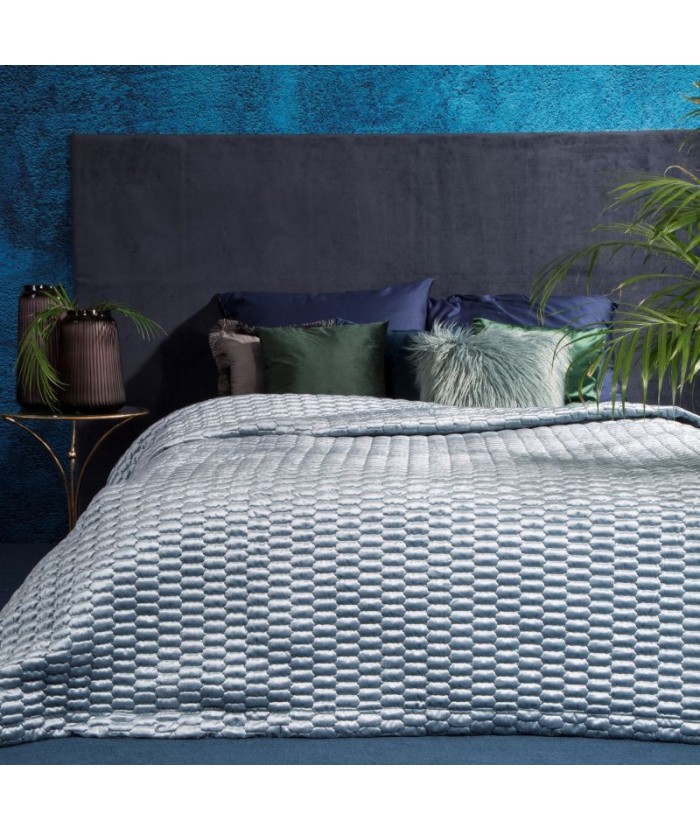 Narzuta velvet Alli 220x240 niebieska